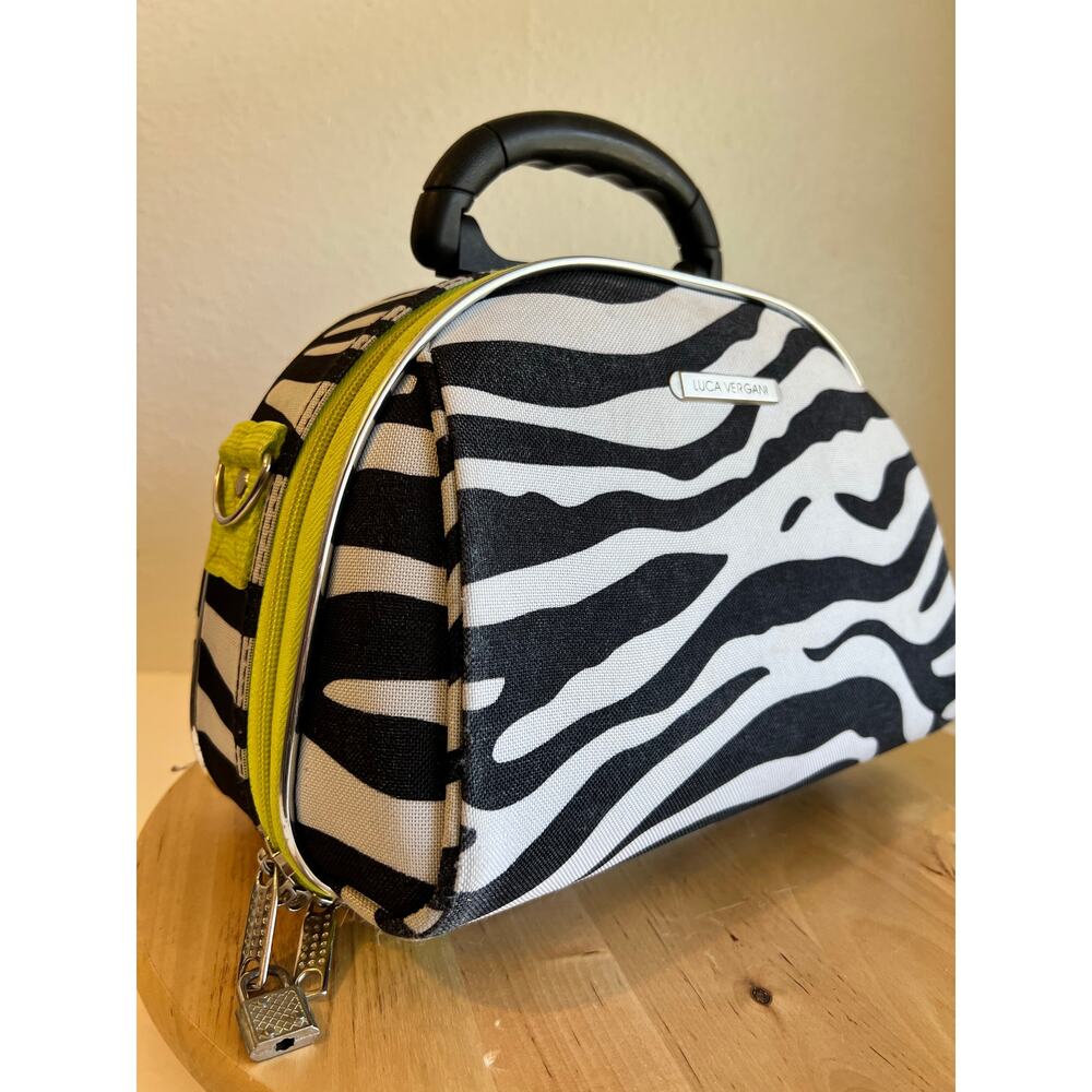 Luca Vergani Zebra Animal Print Top Handle Make up Case Medium Tote Bag